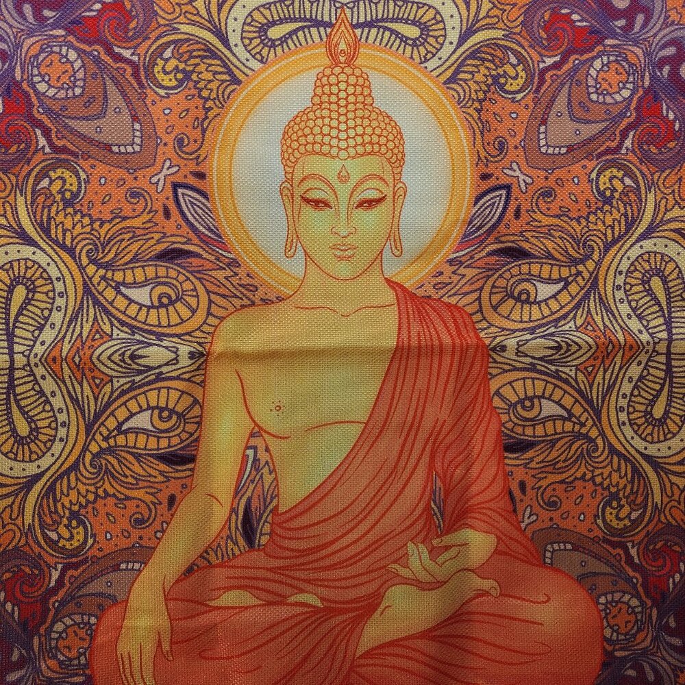 Mandala Buddha Square Throw Pillowcase